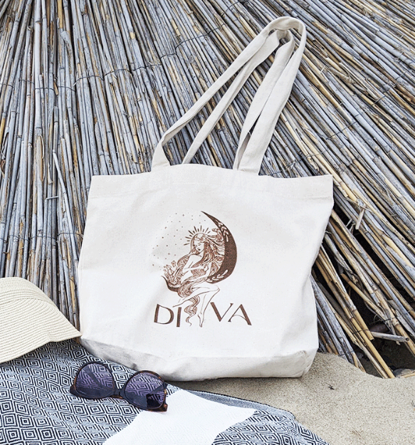 Снимка на Памучна чанта за пазар и плаж с лого Diva